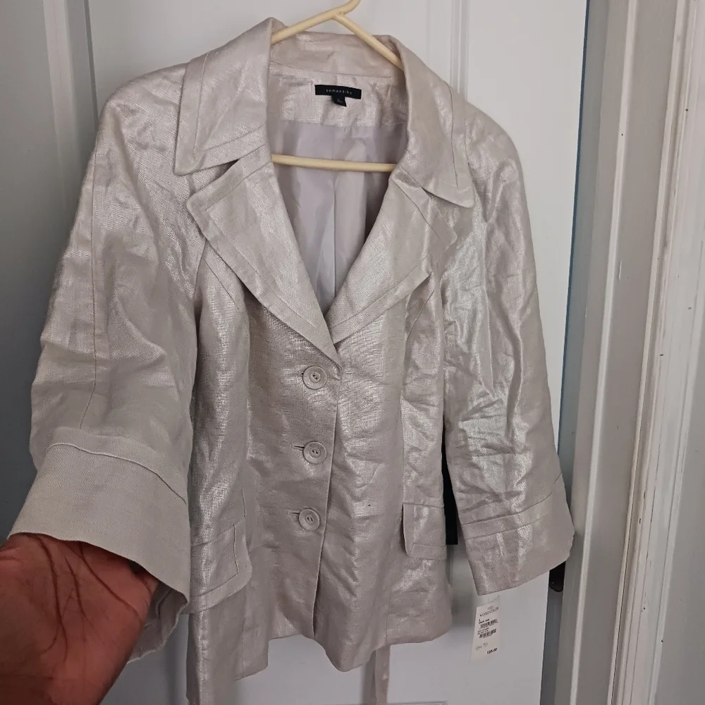 Brand NEW Semantiks linen metallic silver blazer - Picture 10 of 16